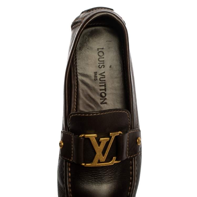 Pre Owned Louis Vuitton Brown Leather Monte Carlo Loafers Size 41.5