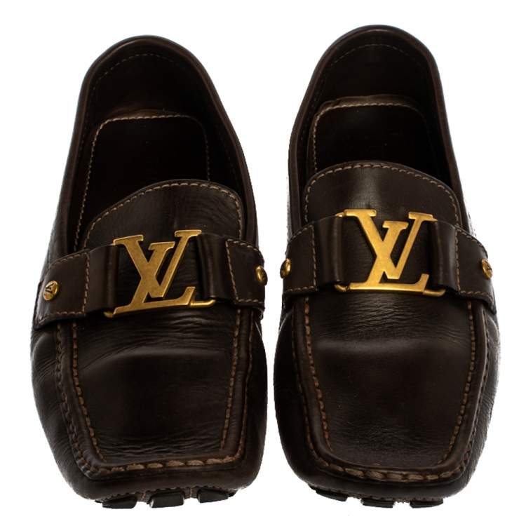 Pre Owned Louis Vuitton Brown Leather Monte Carlo Loafers Size 41.5