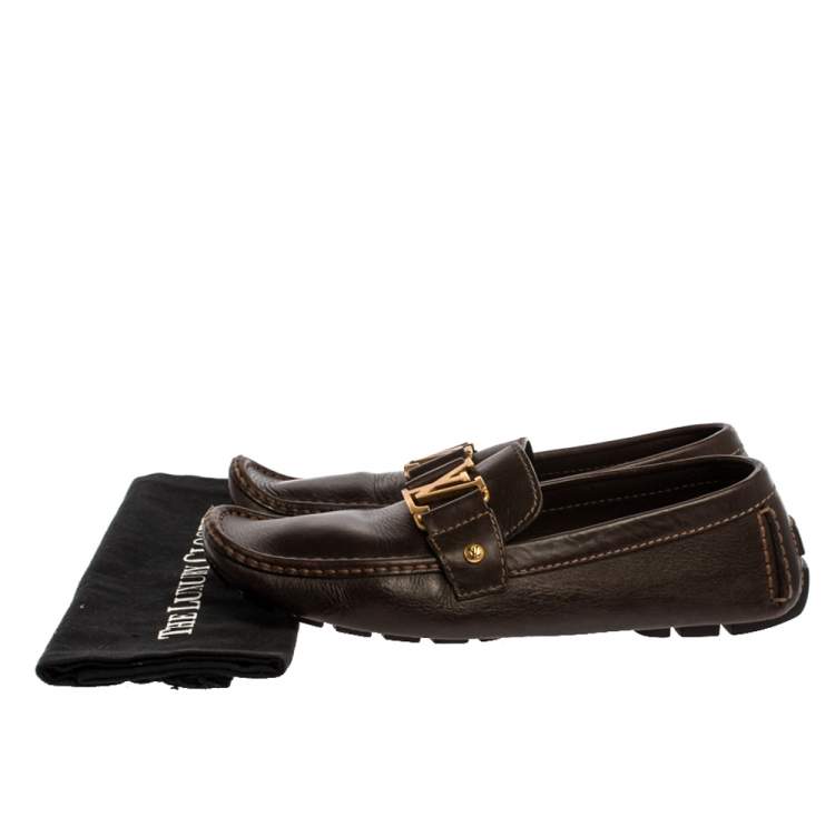 Pre Owned Louis Vuitton Brown Leather Monte Carlo Loafers Size 41.5