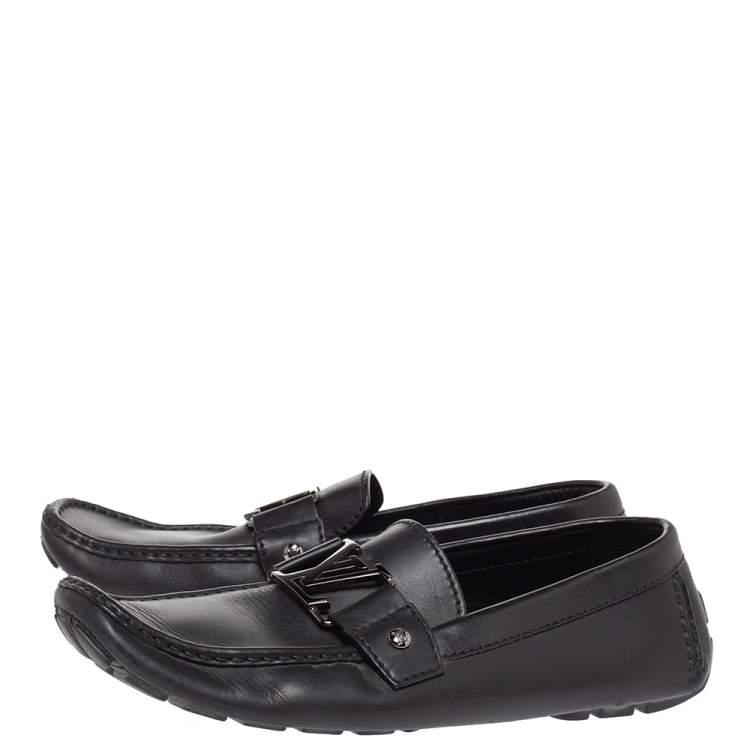 Pre Owned Louis Vuitton Black Leather Monte Carlo Loafers Size 41.5