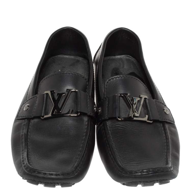 Pre Owned Louis Vuitton Black Leather Monte Carlo Loafers Size 41.5
