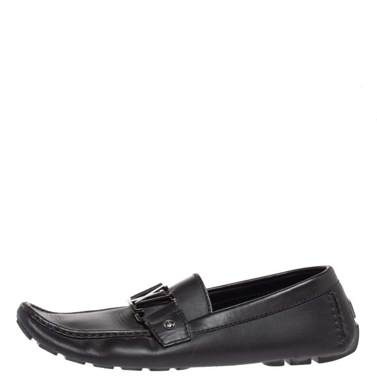 Pre Owned Louis Vuitton Black Leather Monte Carlo Loafers Size 41.5