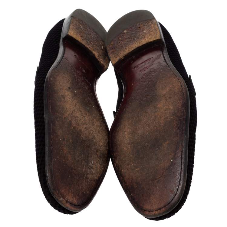 Pre Owned Louis Vuitton Black Checkered Suede Smoking Slippers Size 44.5