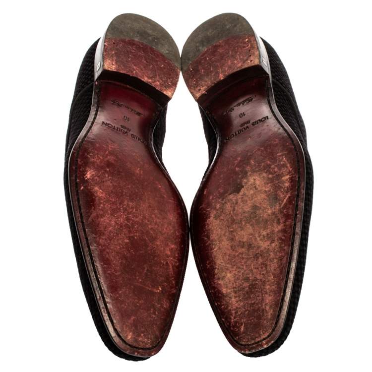 Pre Owned Louis Vuitton Black Petit Damier Velvet Derby Size 44