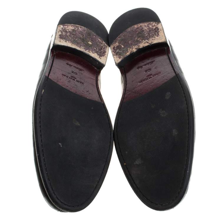 Pre Owned Louis Vuitton Black Leather Damier Infini Hockenheim Loafers Size 44.5
