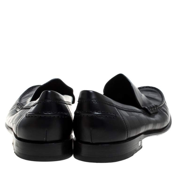 Pre Owned Louis Vuitton Black Leather Damier Infini Hockenheim Loafers Size 44.5