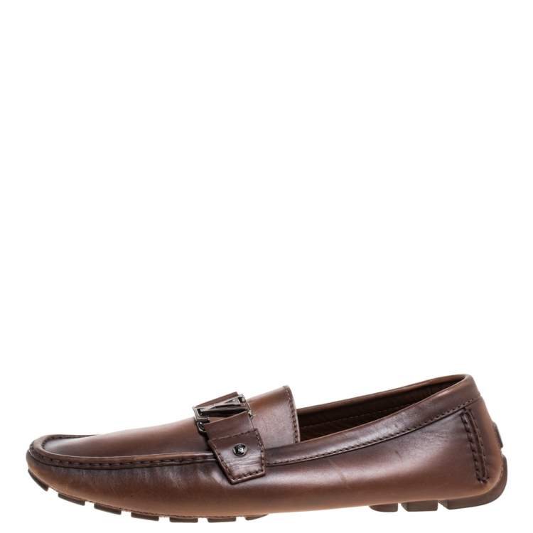 Pre Owned Louis Vuitton Ombre Brown Leather Monte Carlo Loafers Size 45
