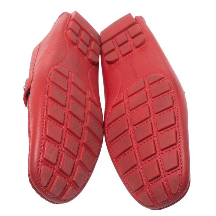 Pre Owned Louis Vuitton Red Leather Monte Carlo Moccasins Size 43
