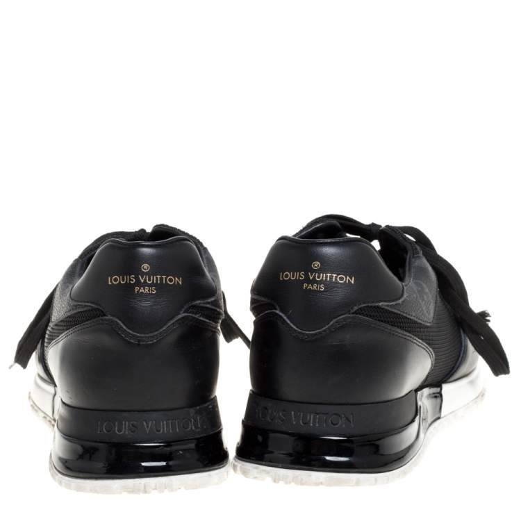Pre Owned Louis Vuitton Black Mesh And Leather Monogram Canvas Run Away Lace Up Sneakers Size 39