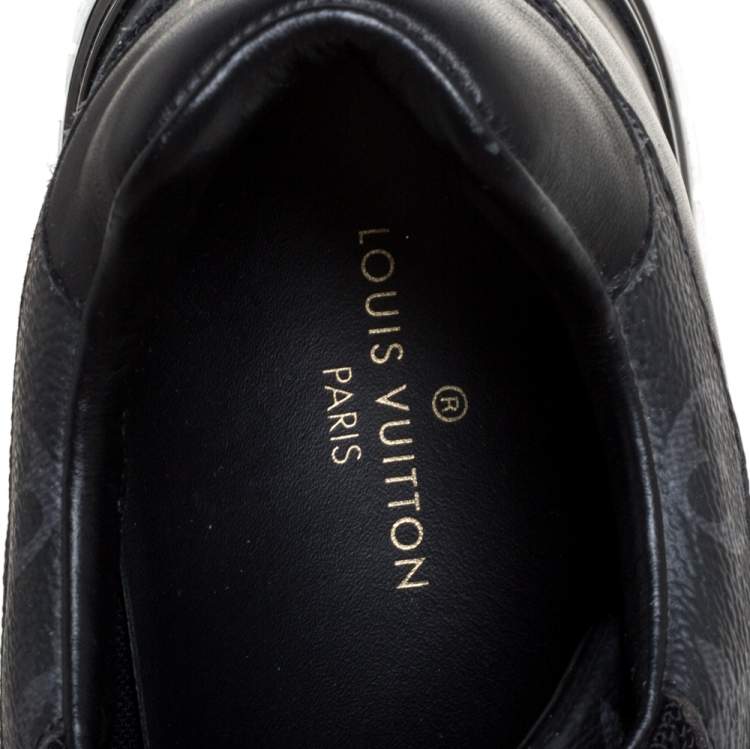 Pre Owned Louis Vuitton Black Mesh And Leather Monogram Canvas Run Away Lace Up Sneakers Size 39