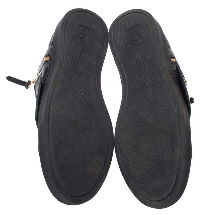 Pre Owned Louis Vuitton Black Leather Karakoram Pattern Punchy Sneaker Boots Size 40