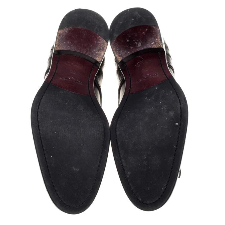 Pre Owned Louis Vuitton Black Brogue Leather Lace Up Derby Size 42.5