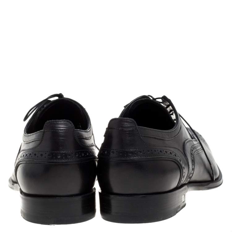 Pre Owned Louis Vuitton Black Brogue Leather Lace Up Derby Size 42.5