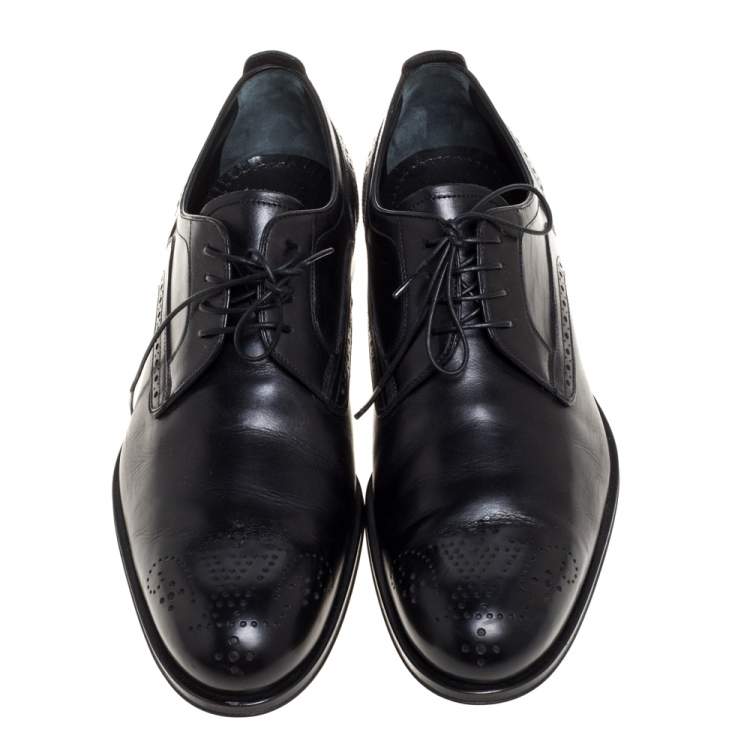 Pre Owned Louis Vuitton Black Brogue Leather Lace Up Derby Size 42.5