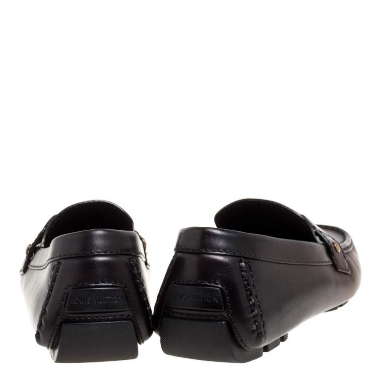 Pre Owned Louis Vuitton Brown/Black Ombre Leather Monte Carlo Slip On Loafers Size 43.5