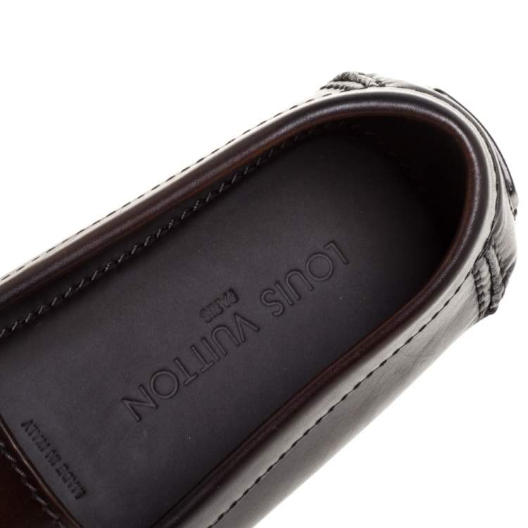 Pre Owned Louis Vuitton Brown/Black Ombre Leather Monte Carlo Slip On Loafers Size 43.5
