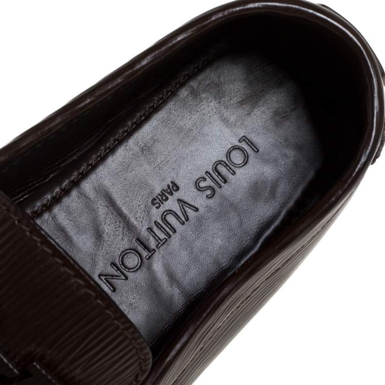 Pre Owned Louis Vuitton Brown Leather Monte Carlo Slip On Loafers Size 41.5