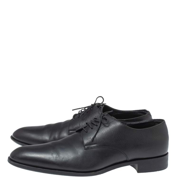 Pre Owned Louis Vuitton Black Leather Lace Up Oxford Size 43.5