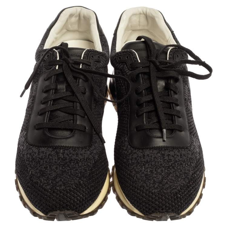 Pre Owned Louis Vuitton Black Damier Fabric and Leather Run Away Sneakers Size 41