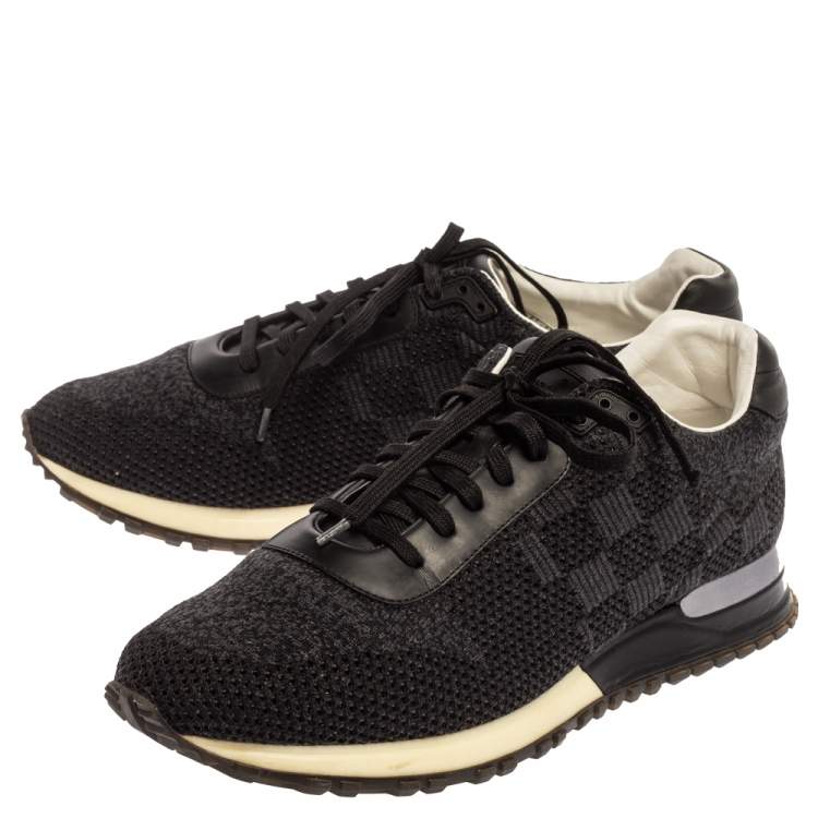 Pre Owned Louis Vuitton Black Damier Fabric and Leather Run Away Sneakers Size 41