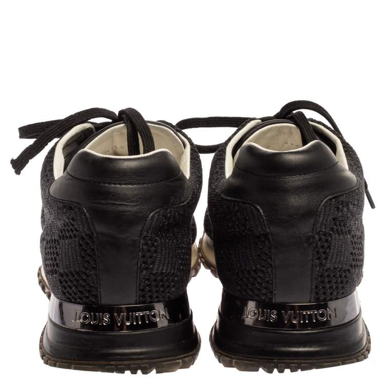 Pre Owned Louis Vuitton Black Damier Fabric and Leather Run Away Sneakers Size 41