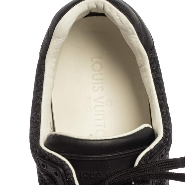 Pre Owned Louis Vuitton Black Damier Fabric and Leather Run Away Sneakers Size 41