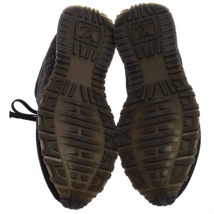 Pre Owned Louis Vuitton Black Damier Fabric and Leather Run Away Sneakers Size 41