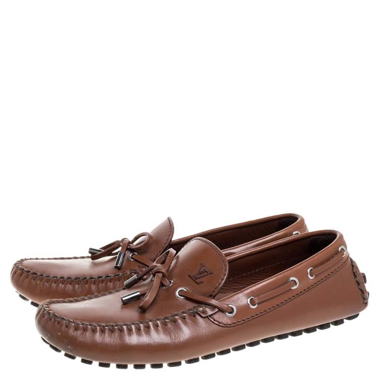 Pre Owned Louis Vuitton Brown Leather Arizona Loafers Size 42