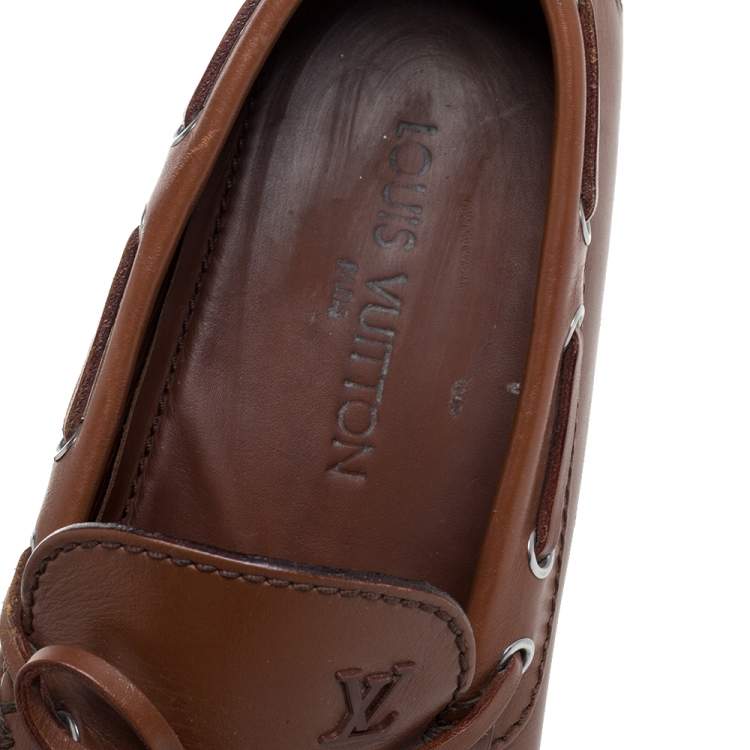 Pre Owned Louis Vuitton Brown Leather Arizona Loafers Size 42
