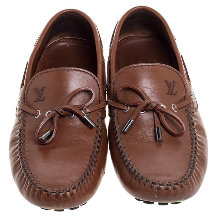 Pre Owned Louis Vuitton Brown Leather Arizona Loafers Size 42