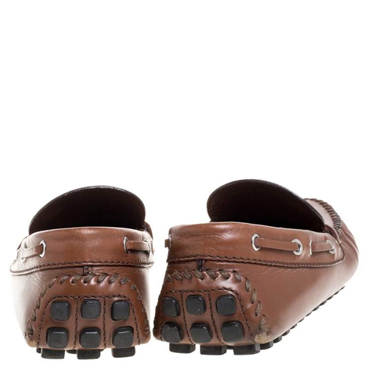 Pre Owned Louis Vuitton Brown Leather Arizona Loafers Size 42