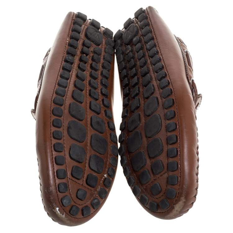 Pre Owned Louis Vuitton Brown Leather Arizona Loafers Size 42