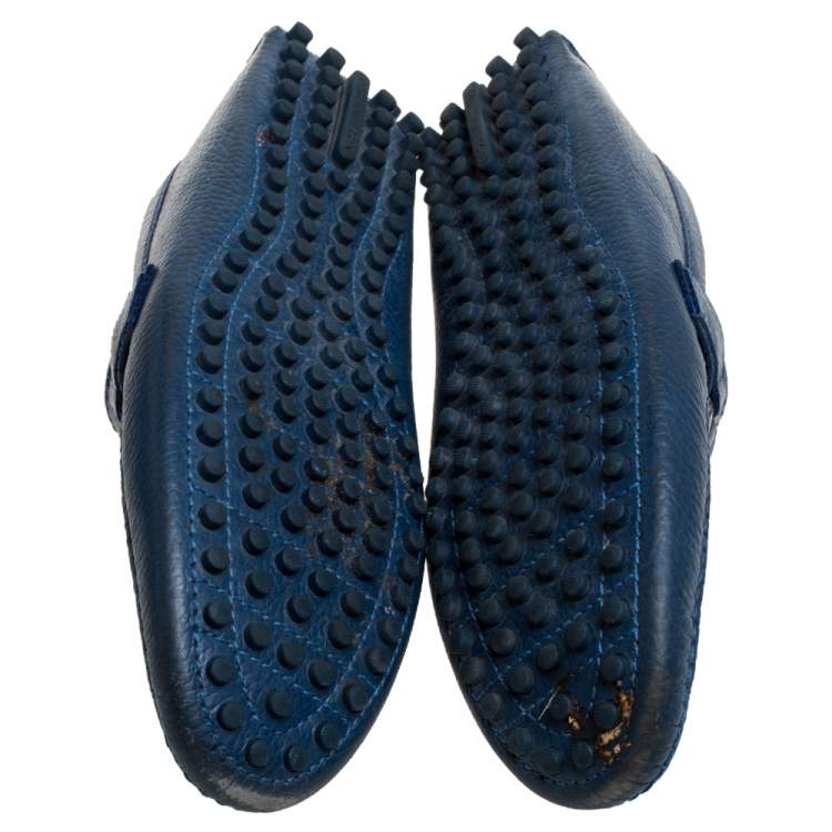 Pre Owned Louis Vuitton Blue Leather Hockenheim Loafers Size 42