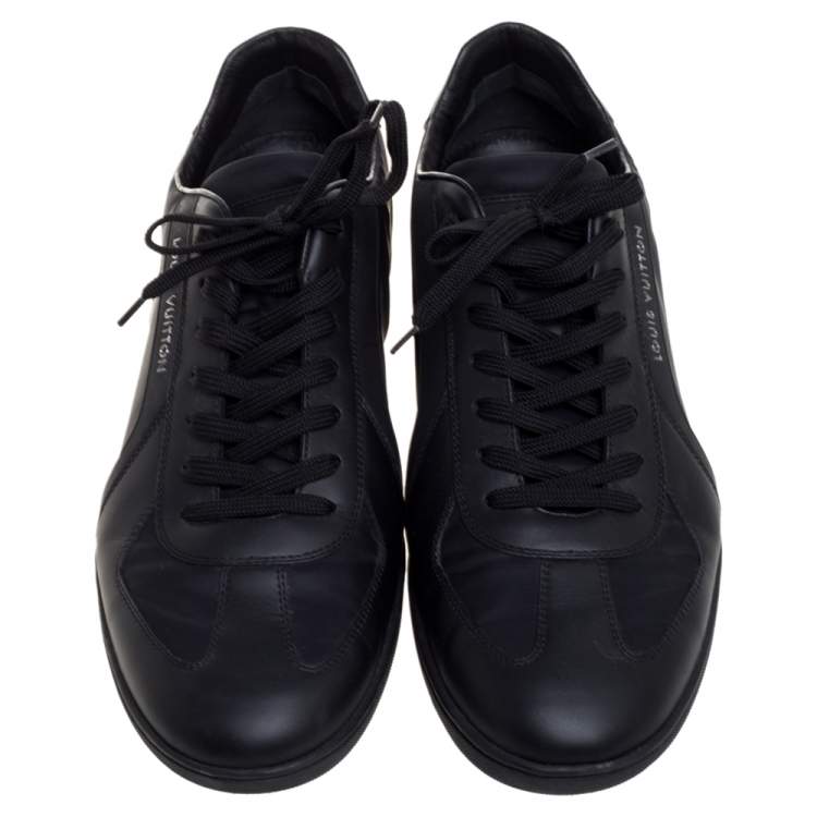 Pre Owned Louis Vuitton Black Nylon and Leather Low Top Sneakers Size 41.5