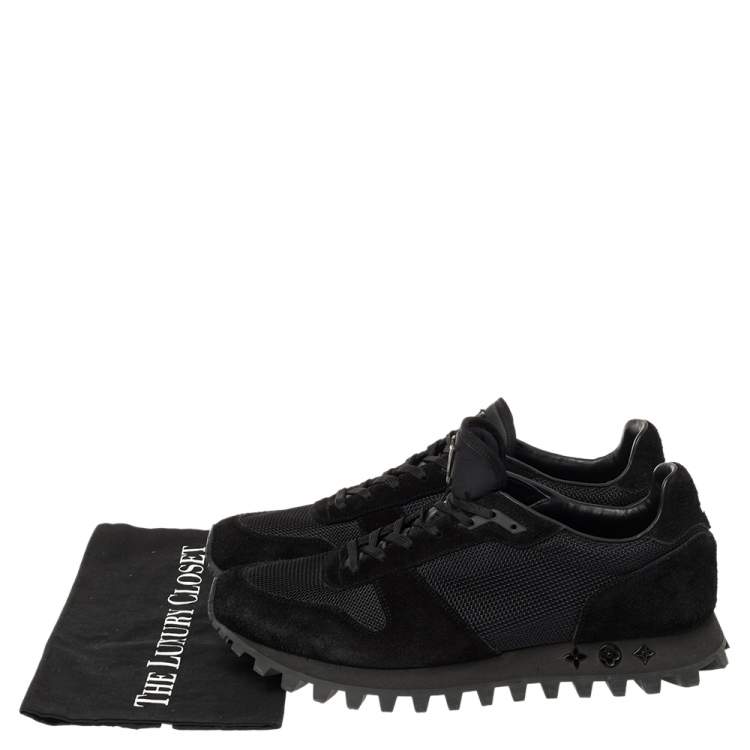 Pre Owned Louis Vuitton Black Mesh and Suede Runner Sneakers Size 43.5