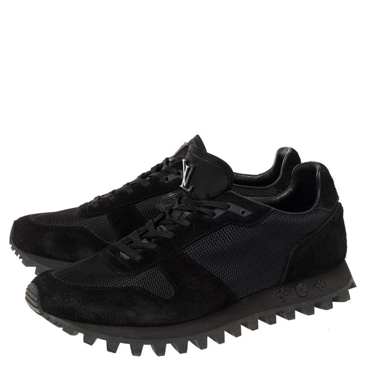 Pre Owned Louis Vuitton Black Mesh and Suede Runner Sneakers Size 43.5