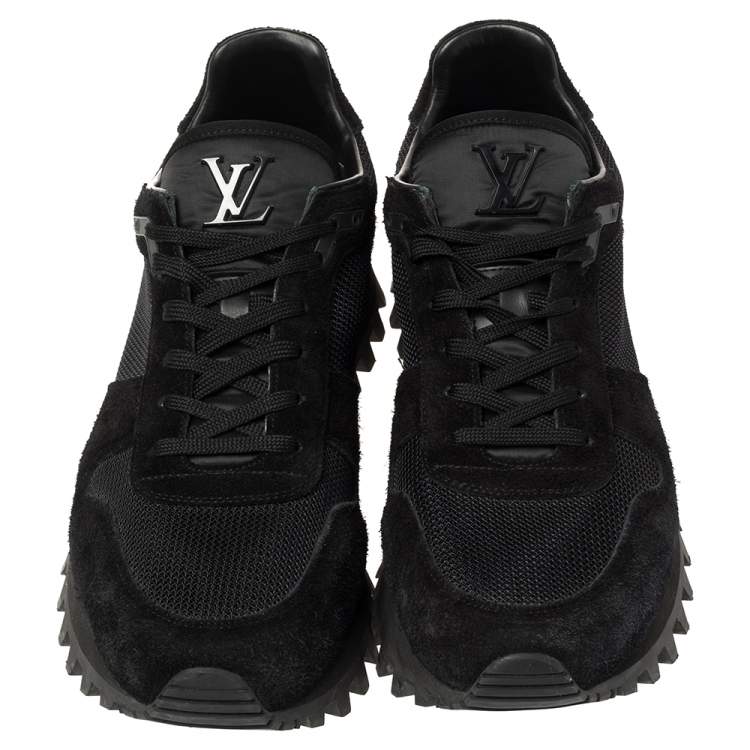 Pre Owned Louis Vuitton Black Mesh and Suede Runner Sneakers Size 43.5