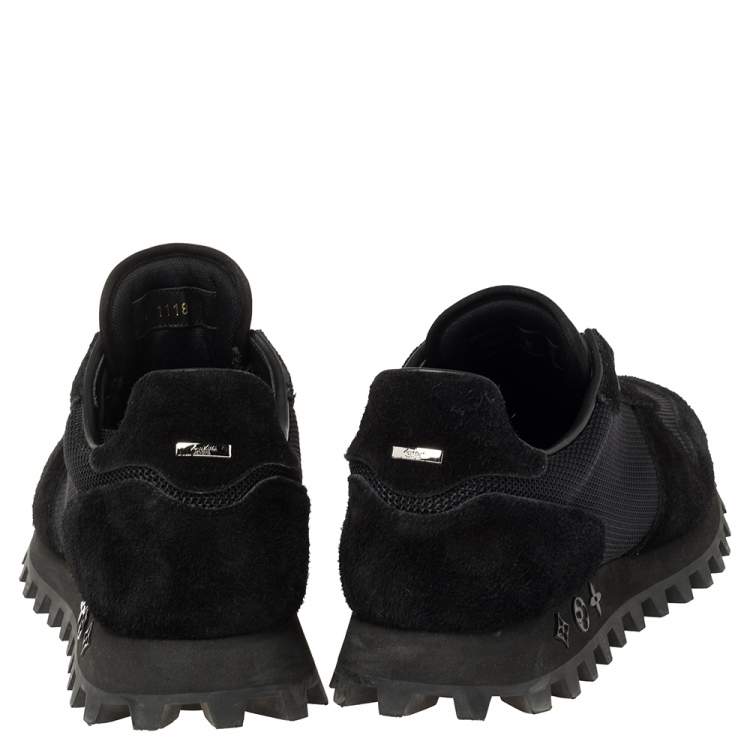 Pre Owned Louis Vuitton Black Mesh and Suede Runner Sneakers Size 43.5