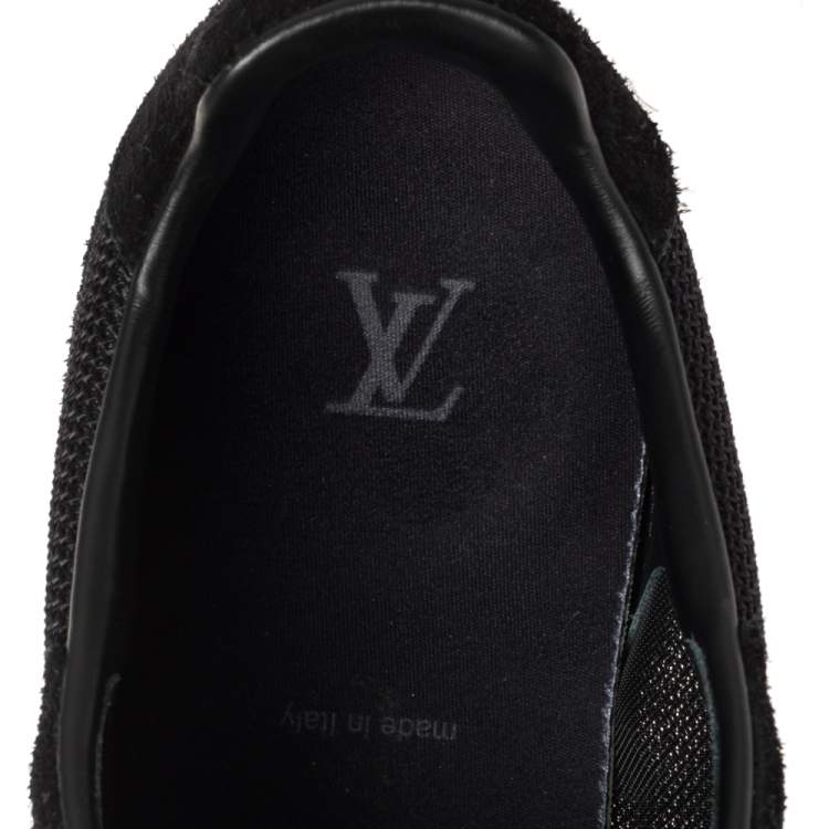 Pre Owned Louis Vuitton Black Mesh and Suede Runner Sneakers Size 43.5