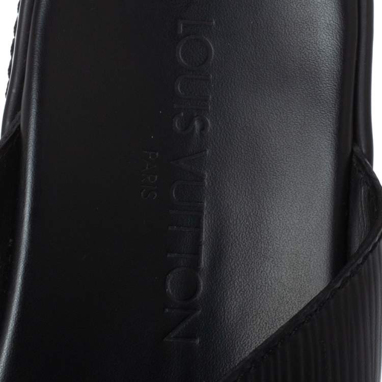 Pre Owned Louis Vuitton Black Leather Thong Sandals Size 41