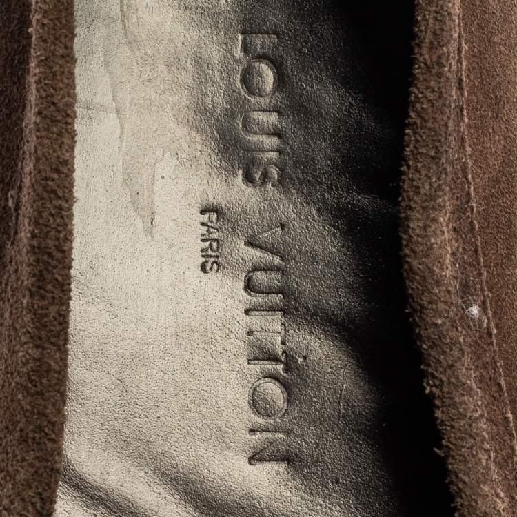 Pre Owned Louis Vuitton Brown Suede Monte Carlo Loafers Size 44
