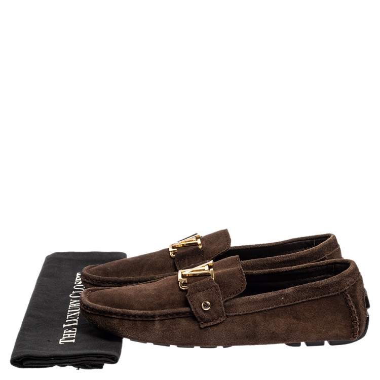 Pre Owned Louis Vuitton Brown Suede Monte Carlo Loafers Size 44