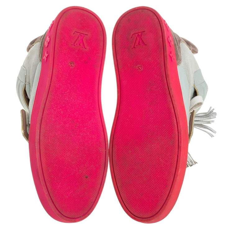 Pre Owned Louis Vuitton x Kanye West Multicolor Leather and Suede Jasper High Top Sneakers Size 40.5