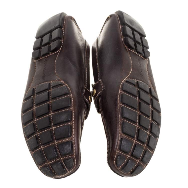 Pre Owned Louis Vuitton Brown Leather Monte Carlo Loafers Size 41.5