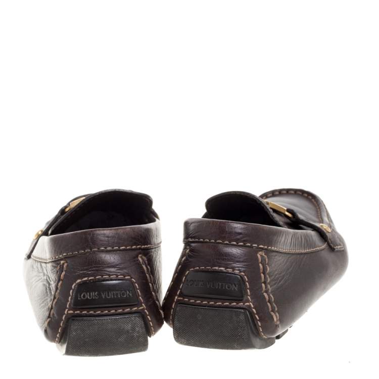 Pre Owned Louis Vuitton Brown Leather Monte Carlo Loafers Size 41.5