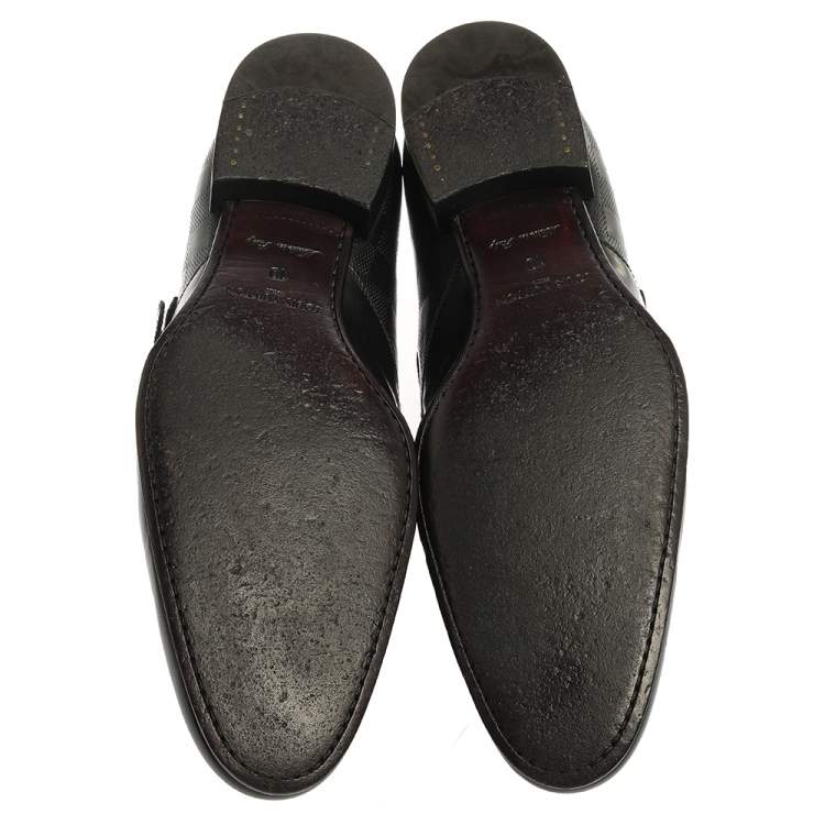 Pre Owned Louis Vuitton Black Leather Monk Strap Derby Size 44