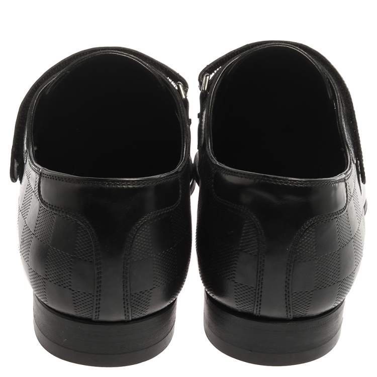 Pre Owned Louis Vuitton Black Leather Monk Strap Derby Size 44