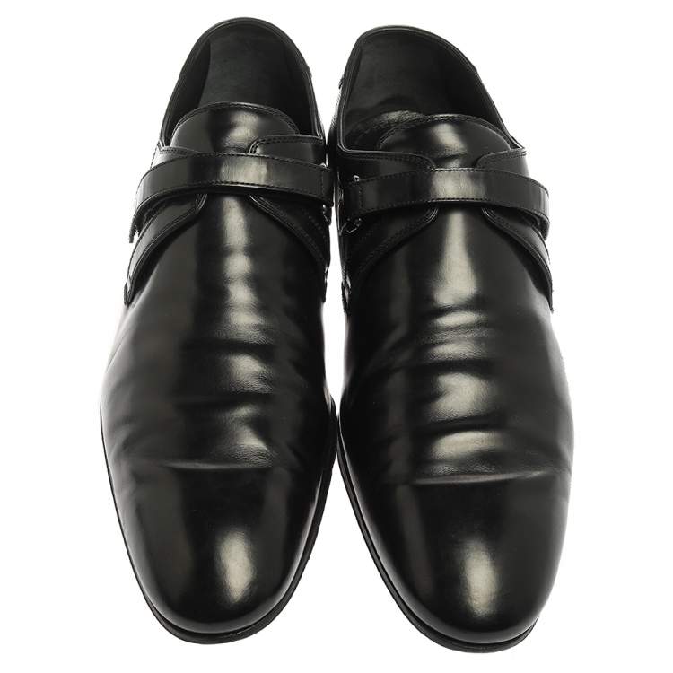 Pre Owned Louis Vuitton Black Leather Monk Strap Derby Size 44