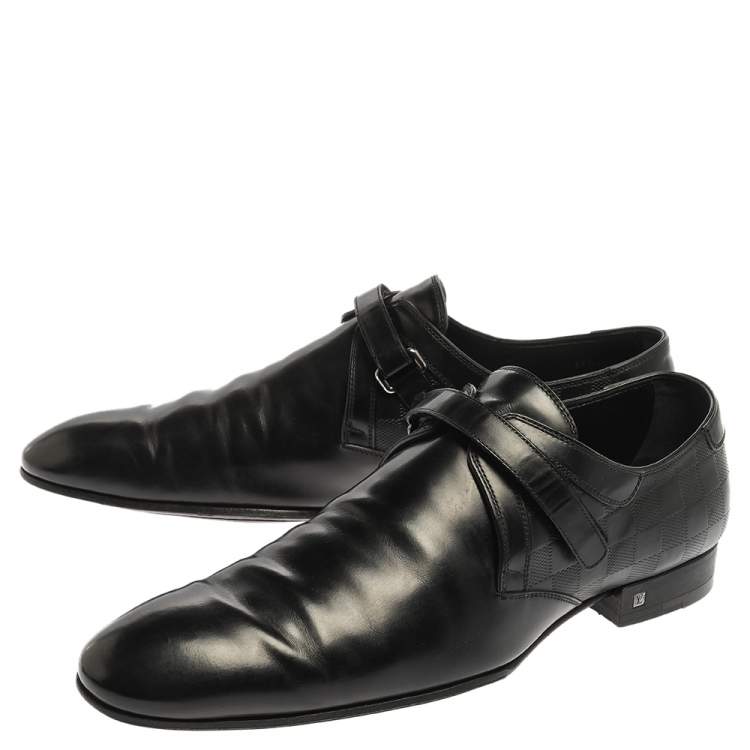 Pre Owned Louis Vuitton Black Leather Monk Strap Derby Size 44