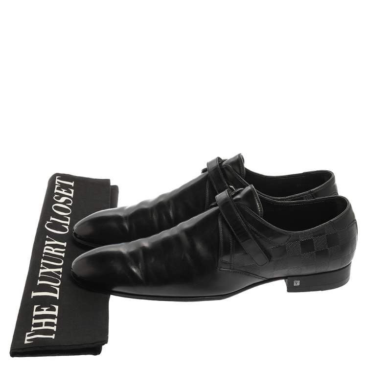 Pre Owned Louis Vuitton Black Leather Monk Strap Derby Size 44
